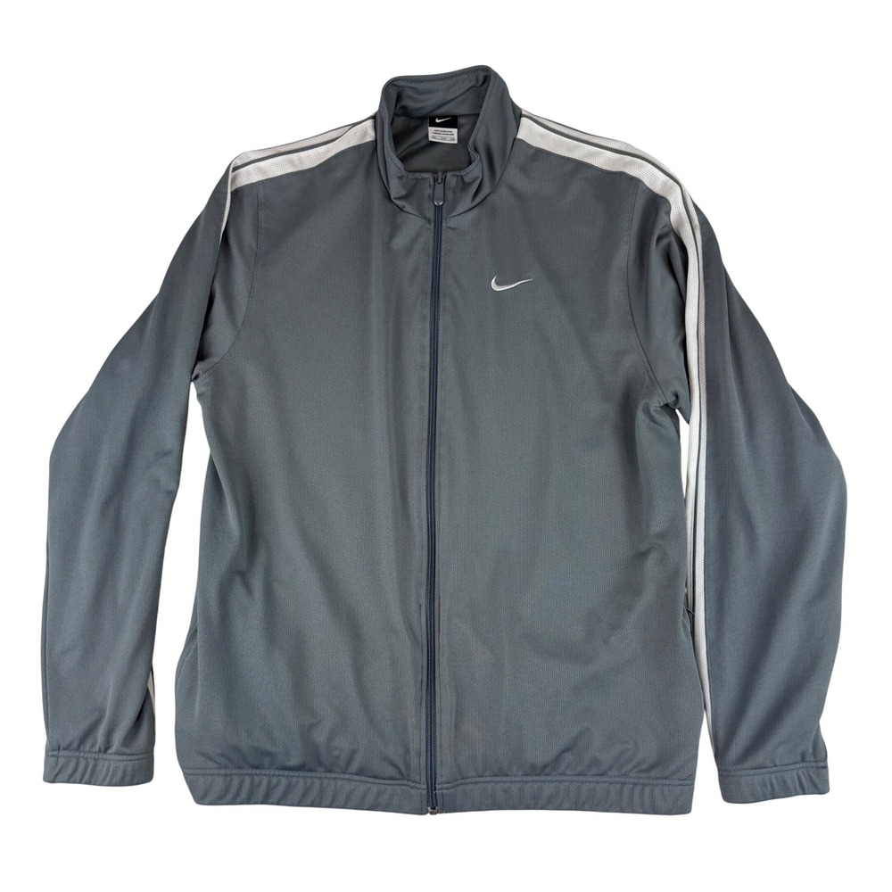 Nike Track Jacket‎ Mens XXL Grey Full Zip Stripe Athletic Swoosh 392474-065